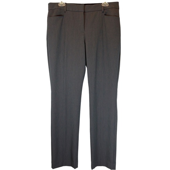 Express Pants - Express Columnist Slim Mid Rise Stretch Pants Size 12 Gray Stripes Work Trousers